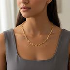 Collier Chaîne Acier & Plaqué Or – Bijou Tendance Femme