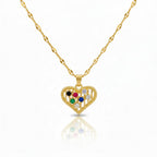 Collier Pendentif Cœur – Acier Inoxydable & Zircon Doré