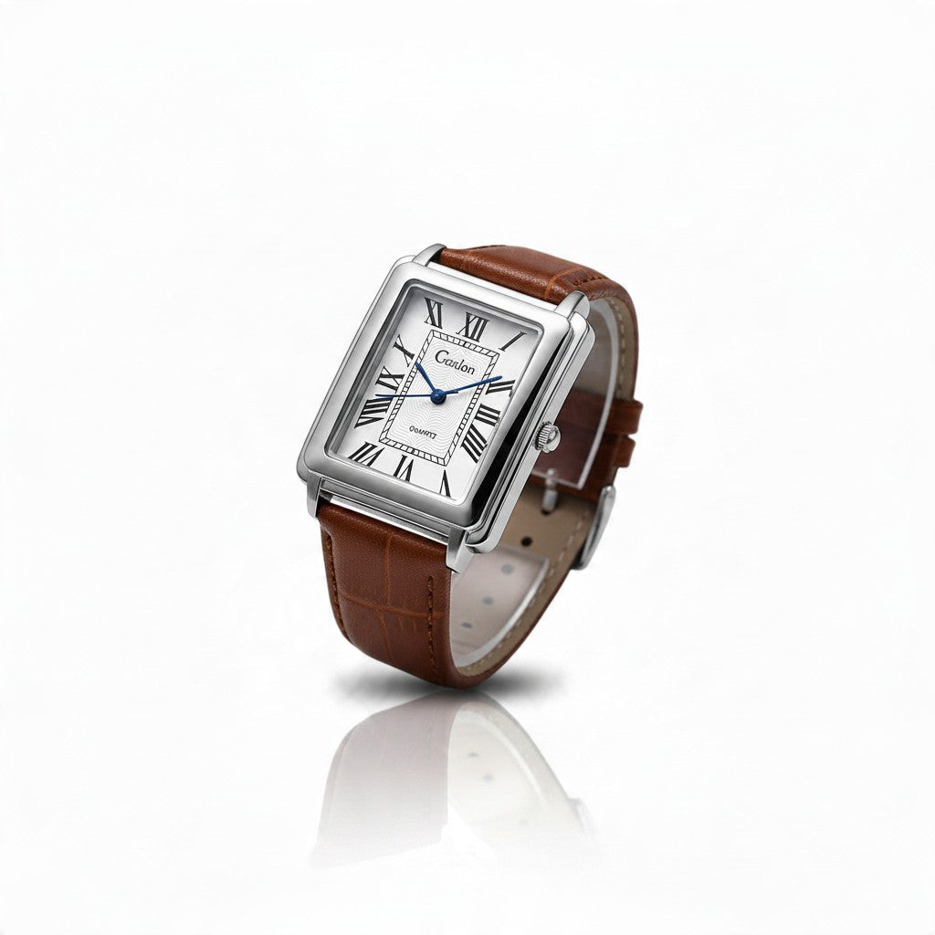 Montre Homme Quartz – Bracelet Cuir & Chiffres Romains