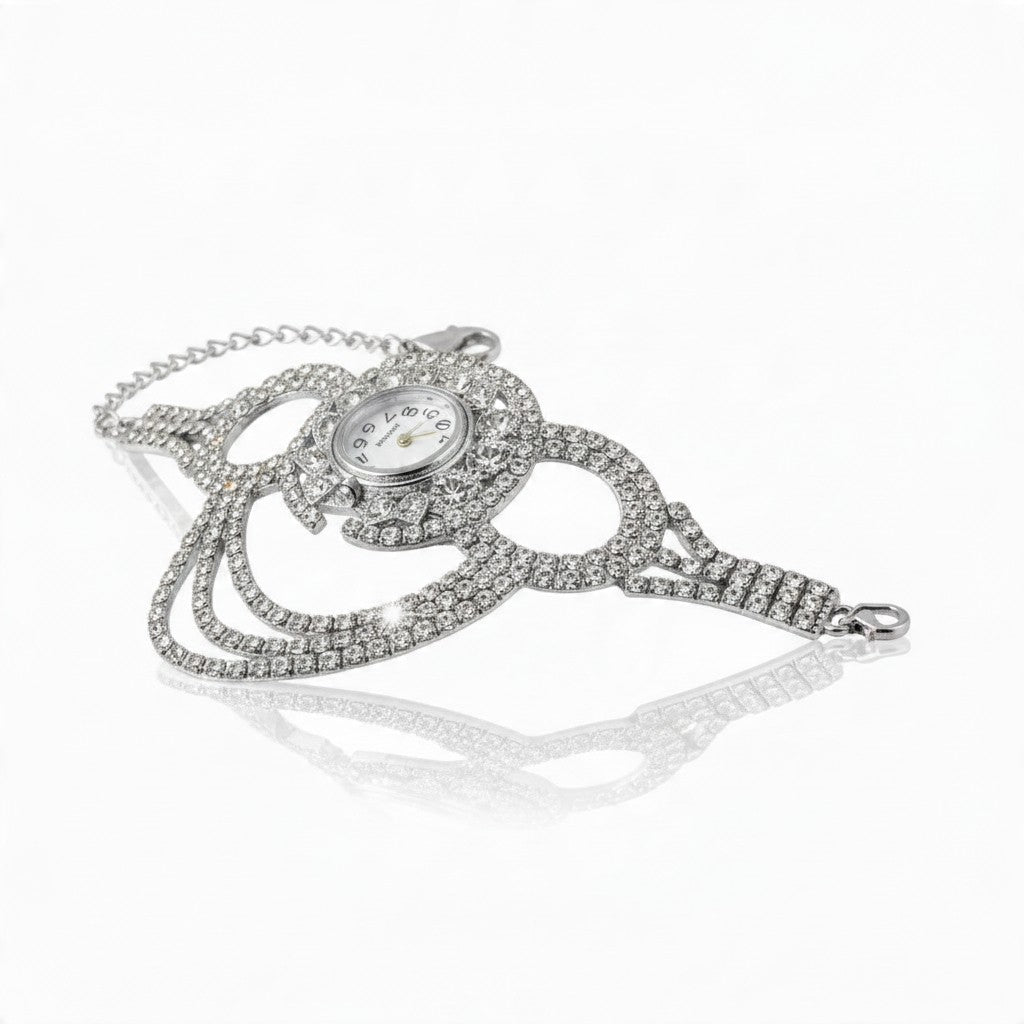 Montre Femme à Quartz – Boitier Rond Décoré | Bracelet Alliage Doré ou Argenté