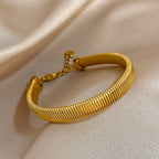 Adjustable Elastic Bracelet Jewelry Gifts Simple Fashion Gold Plated Stainless Steel Bangle Bracelets for Women Men