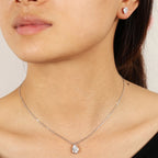 Parure ZAKOL goutte en zircone : collier et boucles d’oreilles