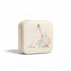 Boîte à bijoux de voyage beige avec initiale - Sereine