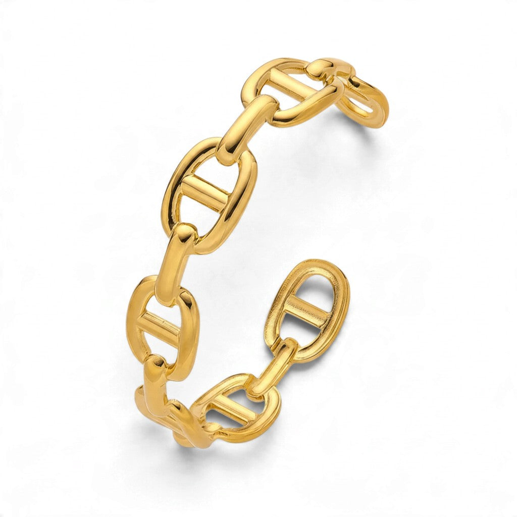 Bracelet Manchette Large Doré — Acier Inoxydable