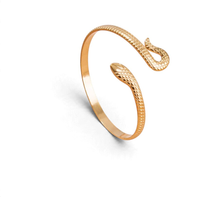 Bracelet Serpent Tendance en Acier Inoxydable — Femme, Ajustable & Doré ou Argenté