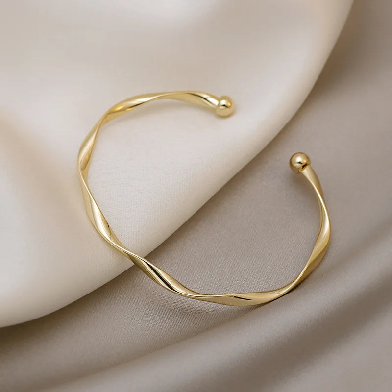Bracelet Jonc Torsadé | Argent, Or & Rose