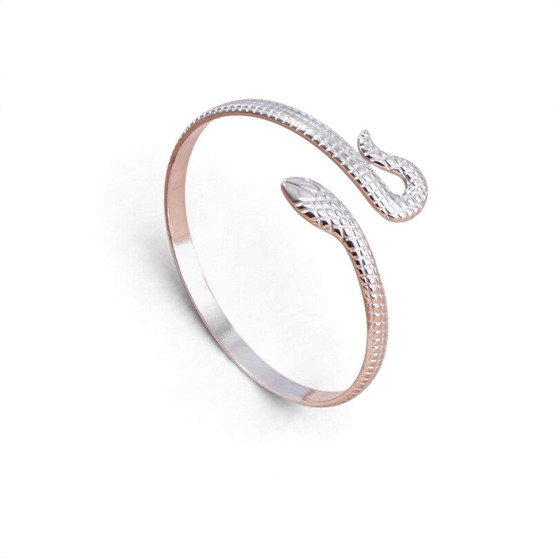 Bracelet Serpent Tendance en Acier Inoxydable — Femme, Ajustable & Doré ou Argenté