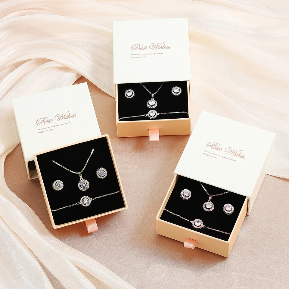 Parure ZAKOL 3 pièces en zircone avec coffret