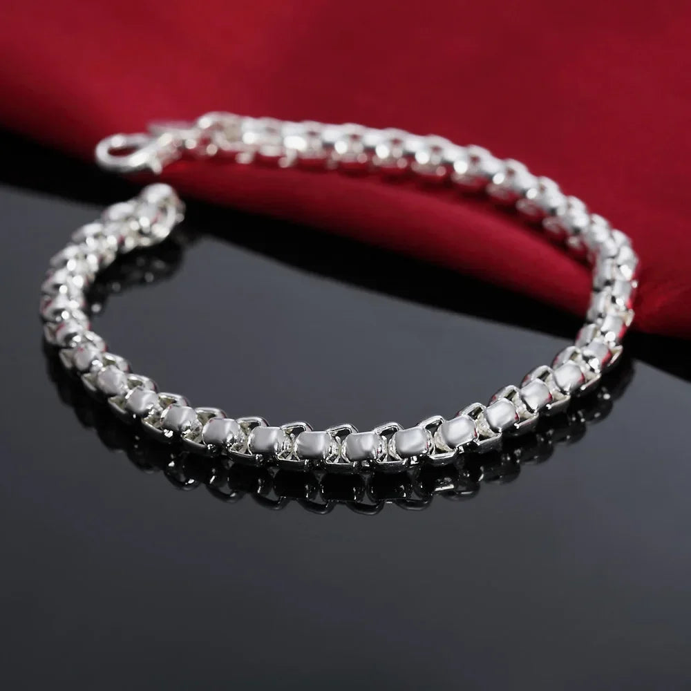 Bracelet Chaîne Géométrique en Argent Sterling 925 – 4 mm | Femme
