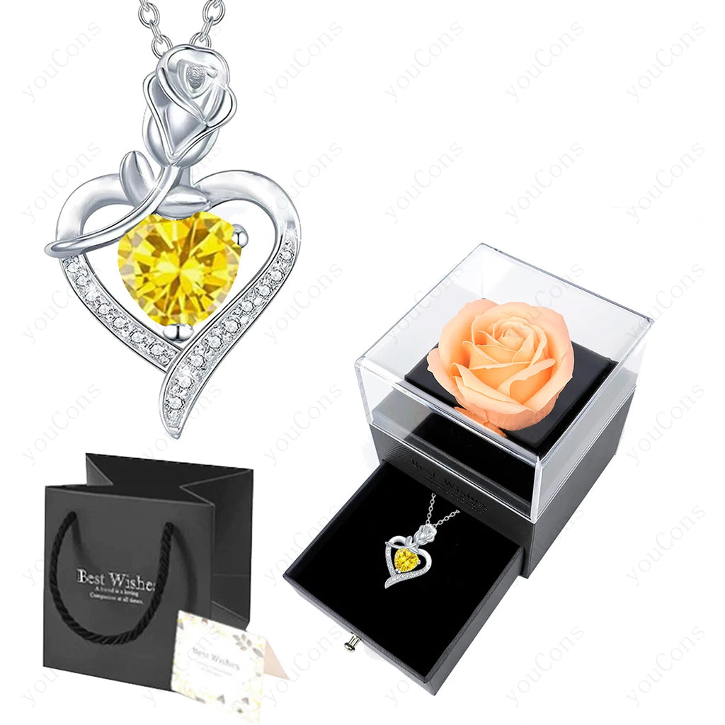 Collier Pendentif Cœur en Zircon – Coffret Cadeau Rose Inclus | Femme