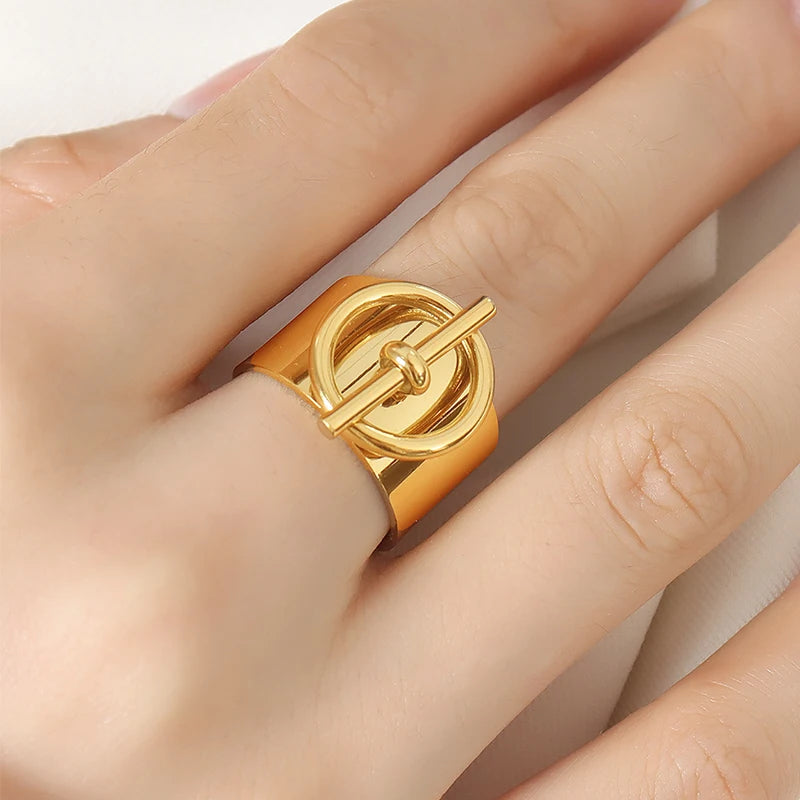 Bague Ajustable Plaquée Or 18k — Acier Inoxydable