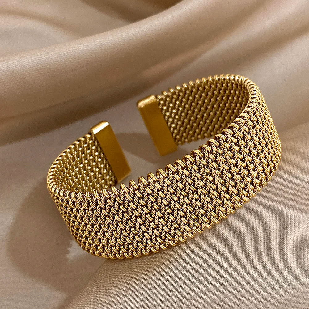 Bracelet Manchette Tressé – Acier Inoxydable