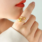 Bague Ajustable Plaquée Or 18k — Acier Inoxydable