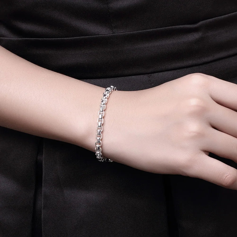 Bracelet Chaîne Géométrique en Argent Sterling 925 – 4 mm | Femme