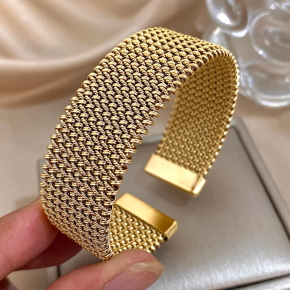 Bracelet Manchette Tressé – Acier Inoxydable