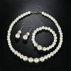 Parure Bijoux Perles 3 Pièces – Collier, Boucles d’Oreilles & Bracelet | Femme