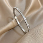 Bracelet jonc brillant à strass en acier inoxydable – Femme