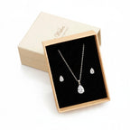 Parure ZAKOL goutte en zircone : collier et boucles d’oreilles