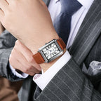 Montre Homme Quartz – Bracelet Cuir & Chiffres Romains