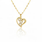 Collier Pendentif Cœur – Acier Inoxydable & Zircon Doré