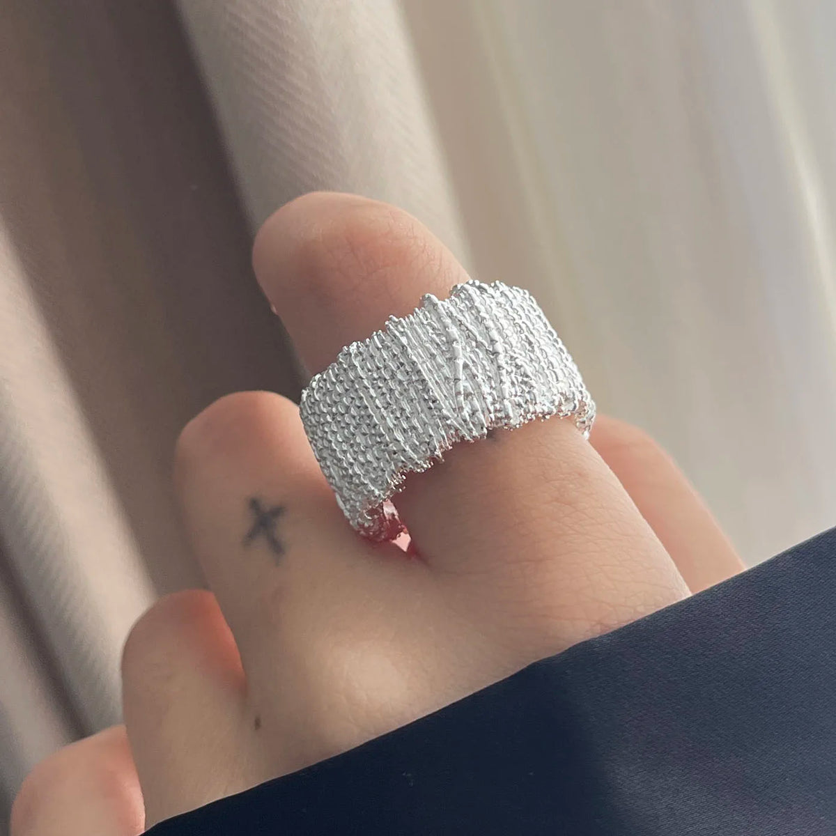 Bague Argent — Géométrique, Zircon & Ajustable