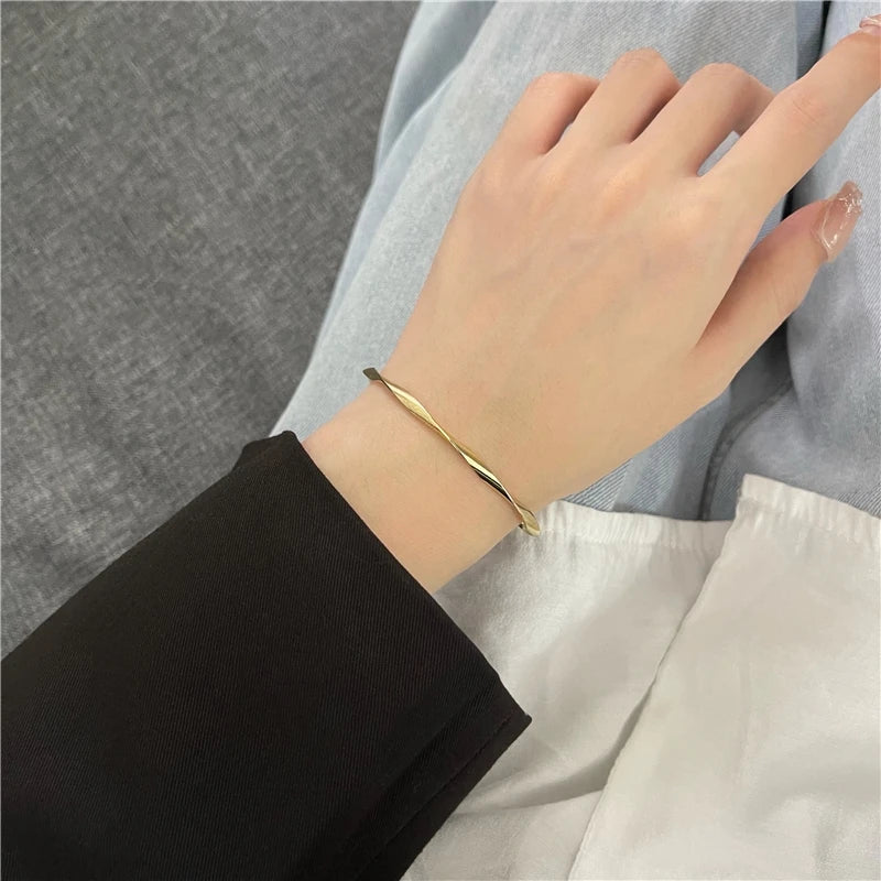 Bracelet Jonc Torsadé | Argent, Or & Rose