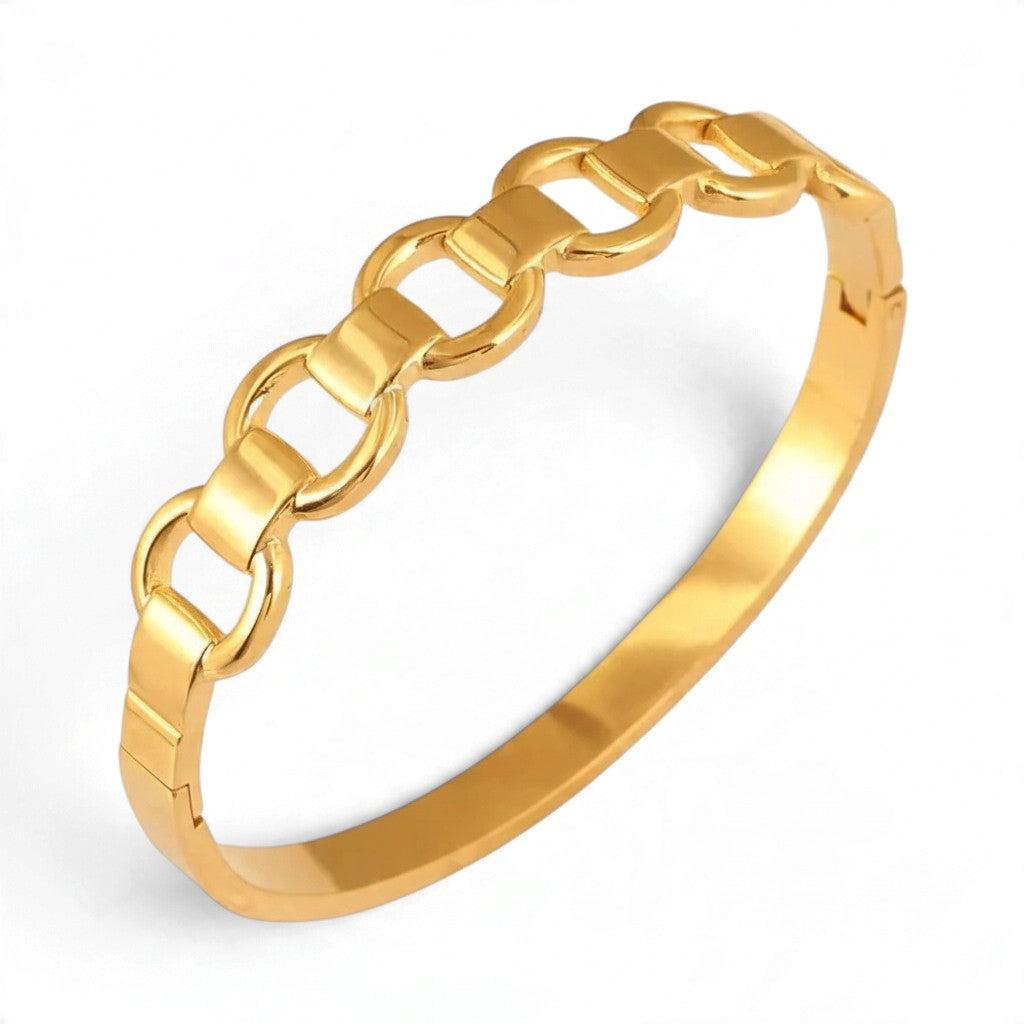 Bracelet Manchette Large Doré — Acier Inoxydable