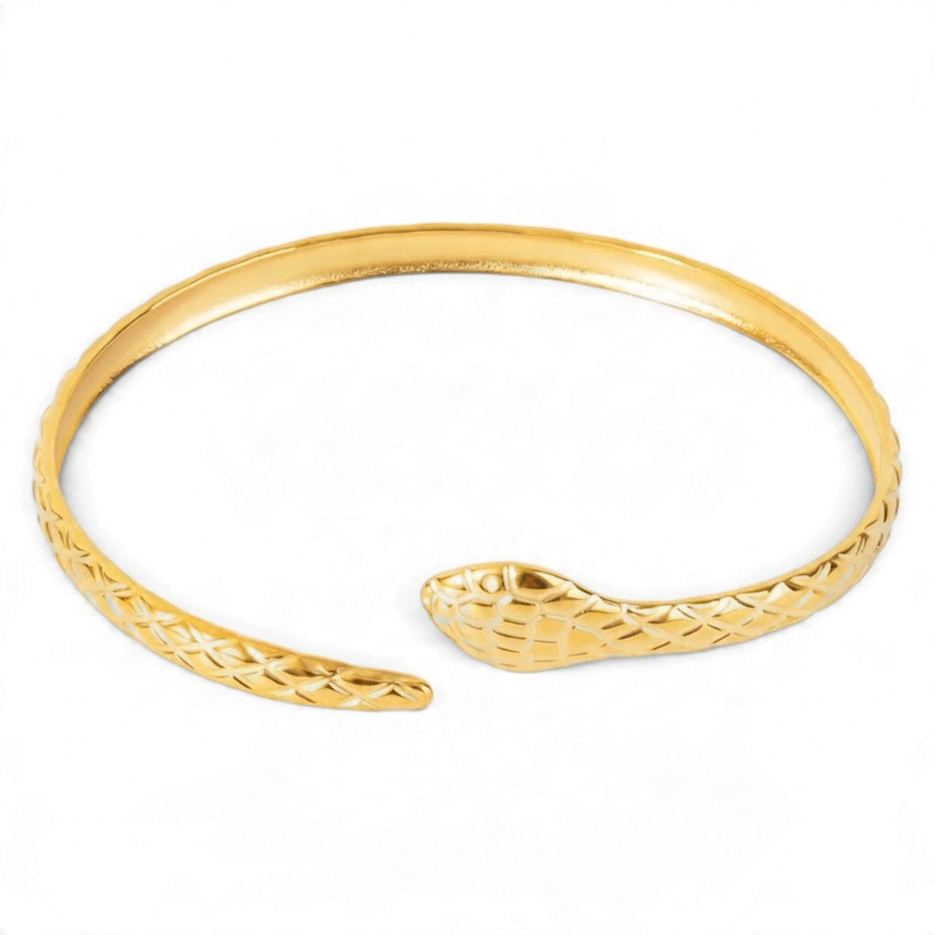 Bracelet Serpent Tendance en Acier Inoxydable — Femme, Ajustable & Doré ou Argenté