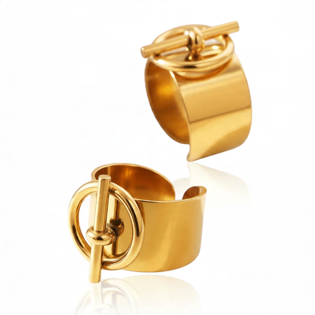 Bague Ajustable Plaquée Or 18k — Acier Inoxydable
