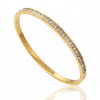 Bracelet jonc brillant à strass en acier inoxydable – Femme