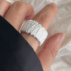 Bague Argent — Géométrique, Zircon & Ajustable