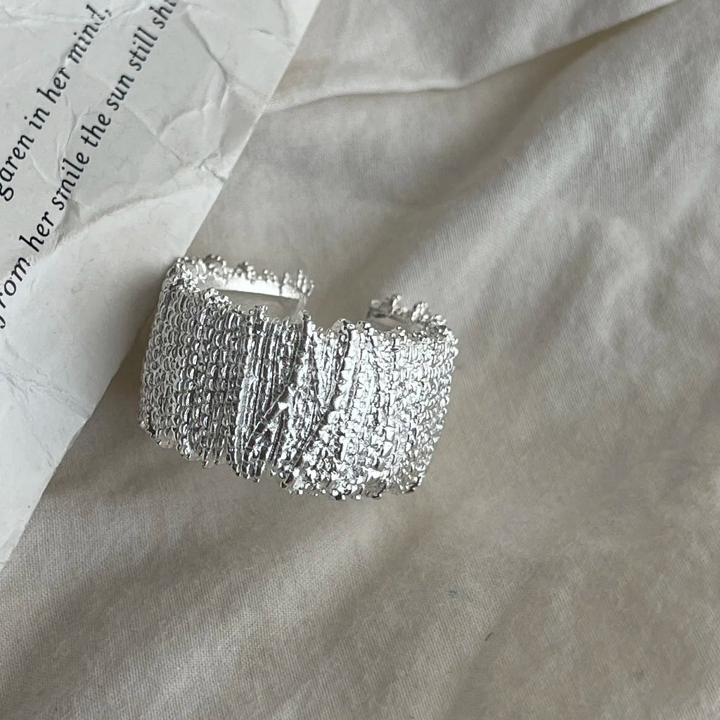Bague Argent — Géométrique, Zircon & Ajustable