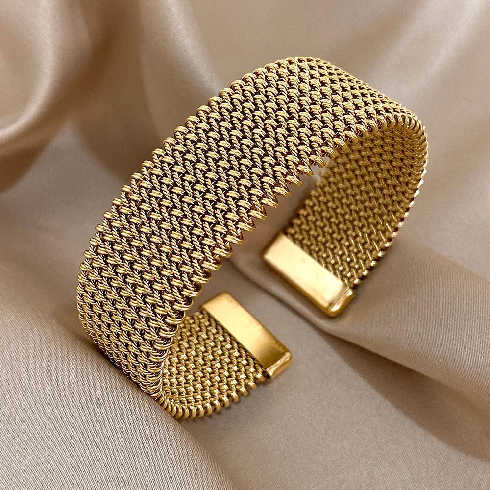 Bracelet Manchette Tressé – Acier Inoxydable