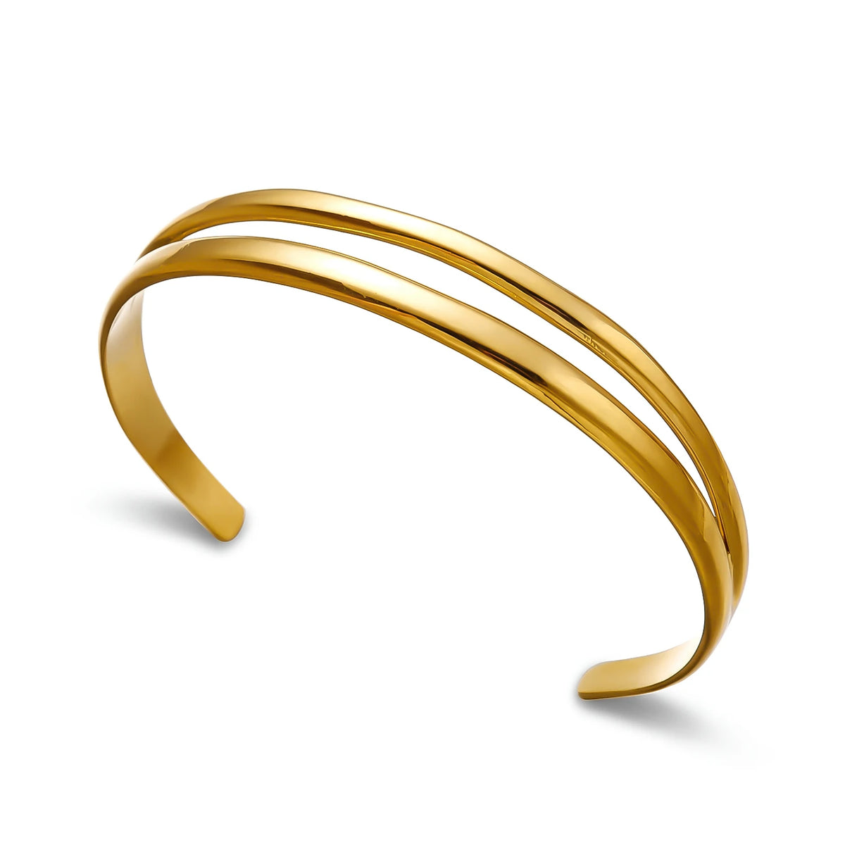 Bracelet ouvert doré à double bande – Sereine