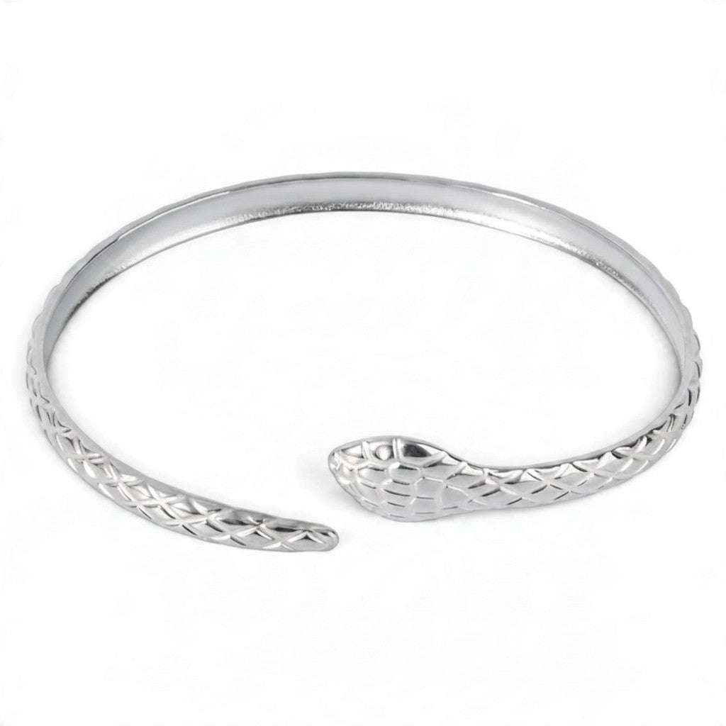 Bracelet Serpent Tendance en Acier Inoxydable — Femme, Ajustable & Doré ou Argenté