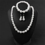 Parure Bijoux Perles 3 Pièces – Collier, Boucles d’Oreilles & Bracelet | Femme