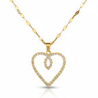 Collier Pendentif Cœur – Acier Inoxydable & Zircon Doré