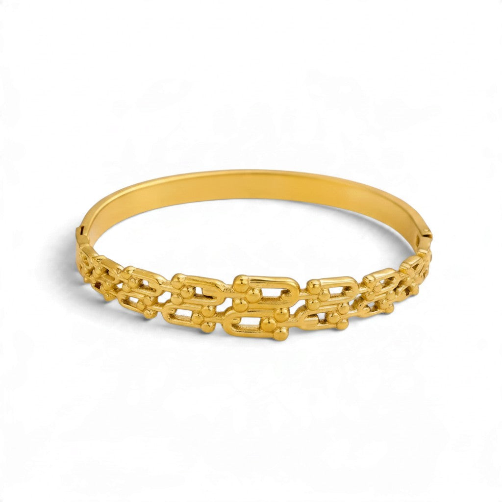 Bracelet Manchette Large Doré — Acier Inoxydable