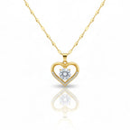 Collier Pendentif Cœur – Acier Inoxydable & Zircon Doré