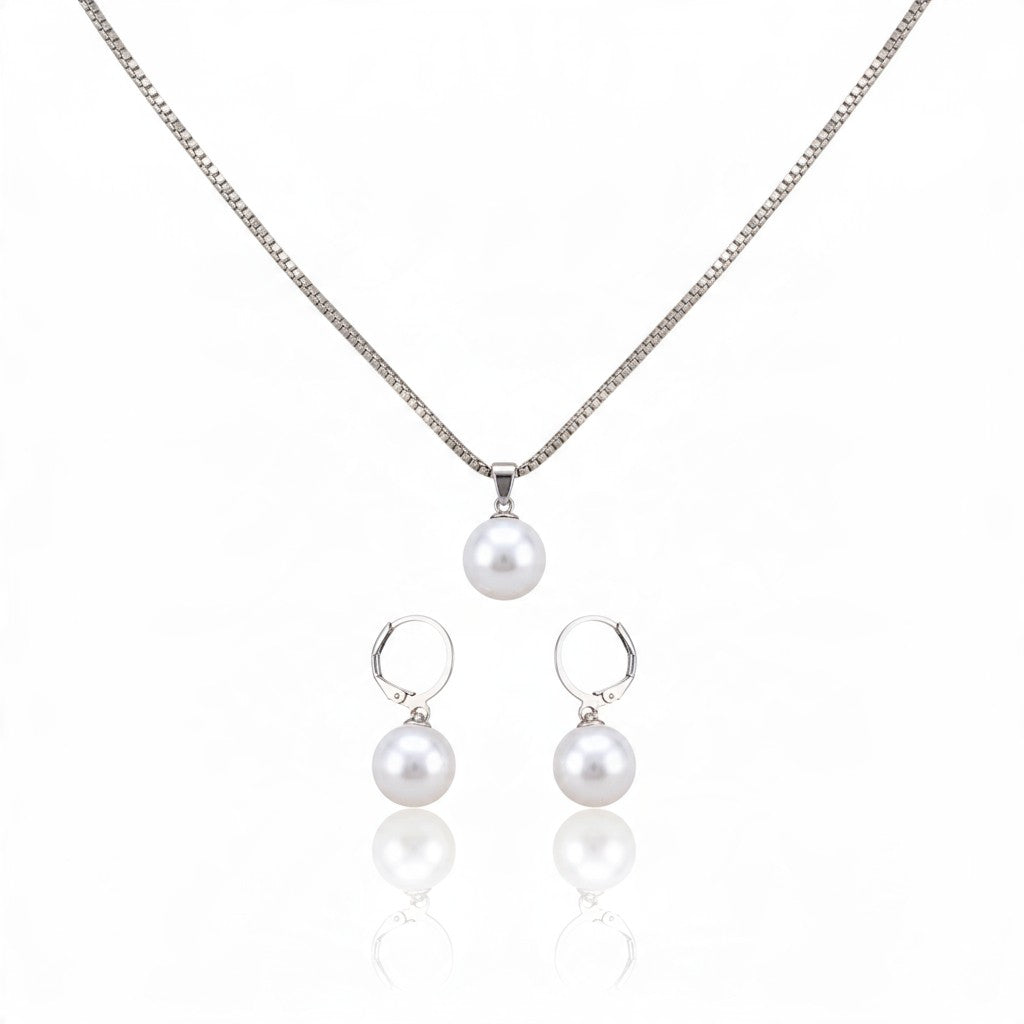 Parure Perles & Chaîne Dorée – Collier & Boucles d'Oreilles | Bijou Femme