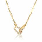Collier Pendentif Trombone Entrelacé – Plaqué Or & Cristaux