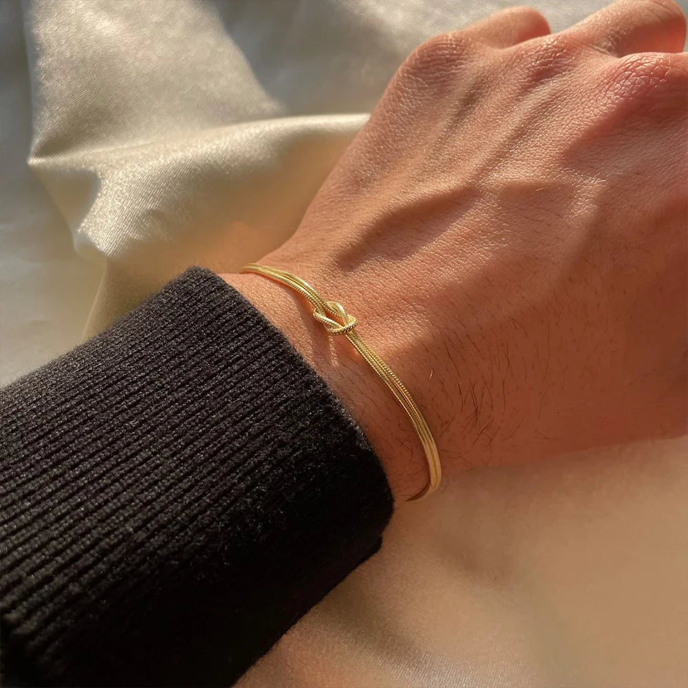 Bracelet Chaîne Serpent Nouée – Acier Inoxydable
