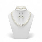 Parure Bijoux Perles 3 Pièces – Collier, Boucles d’Oreilles & Bracelet | Femme