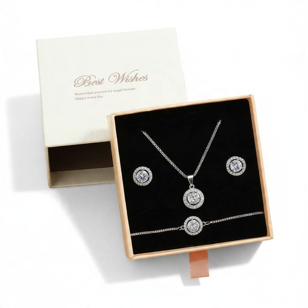 Parure ZAKOL 3 pièces en zircone avec coffret