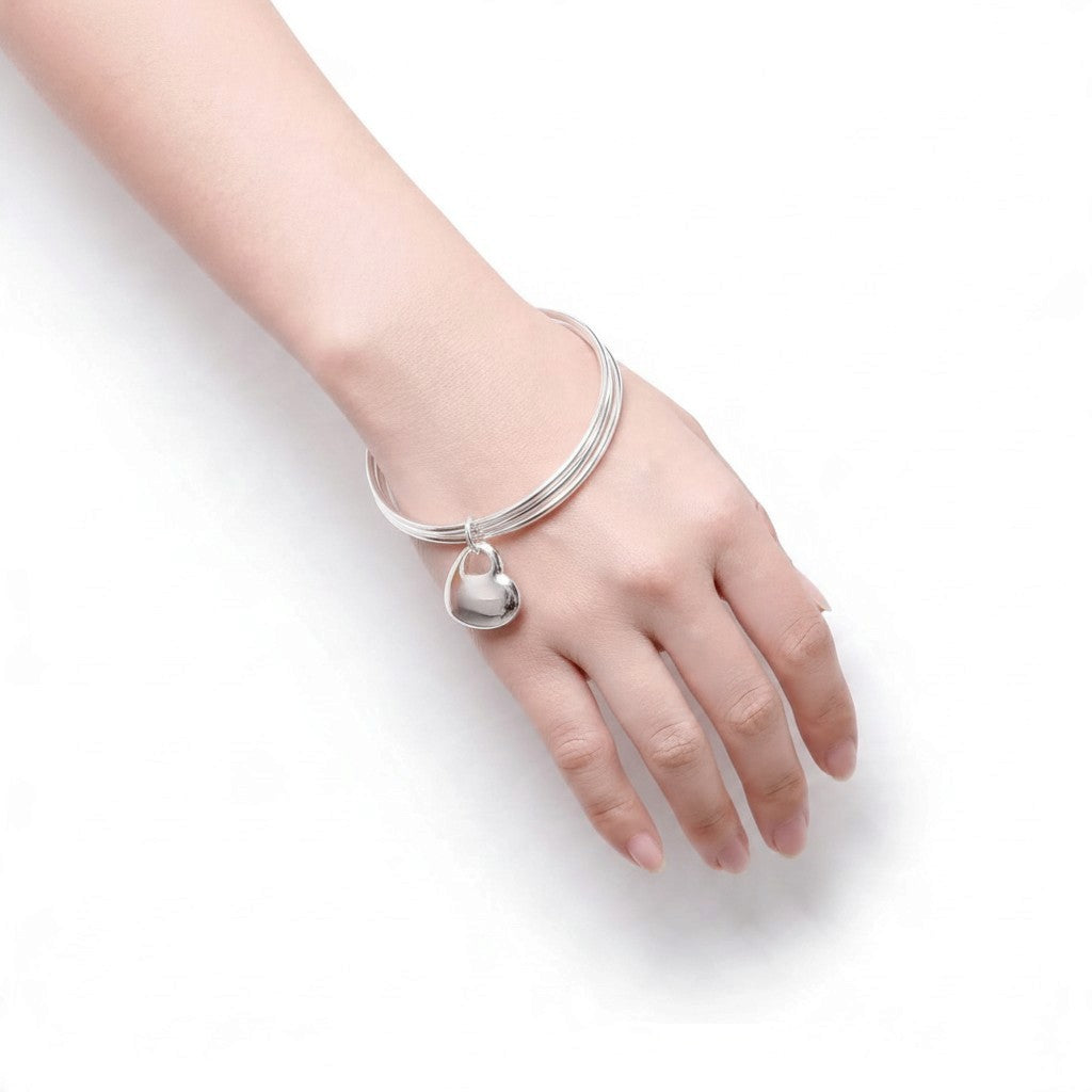 Jonc – Trois Cercles & Cœurs Suspendus | Bijou Femme