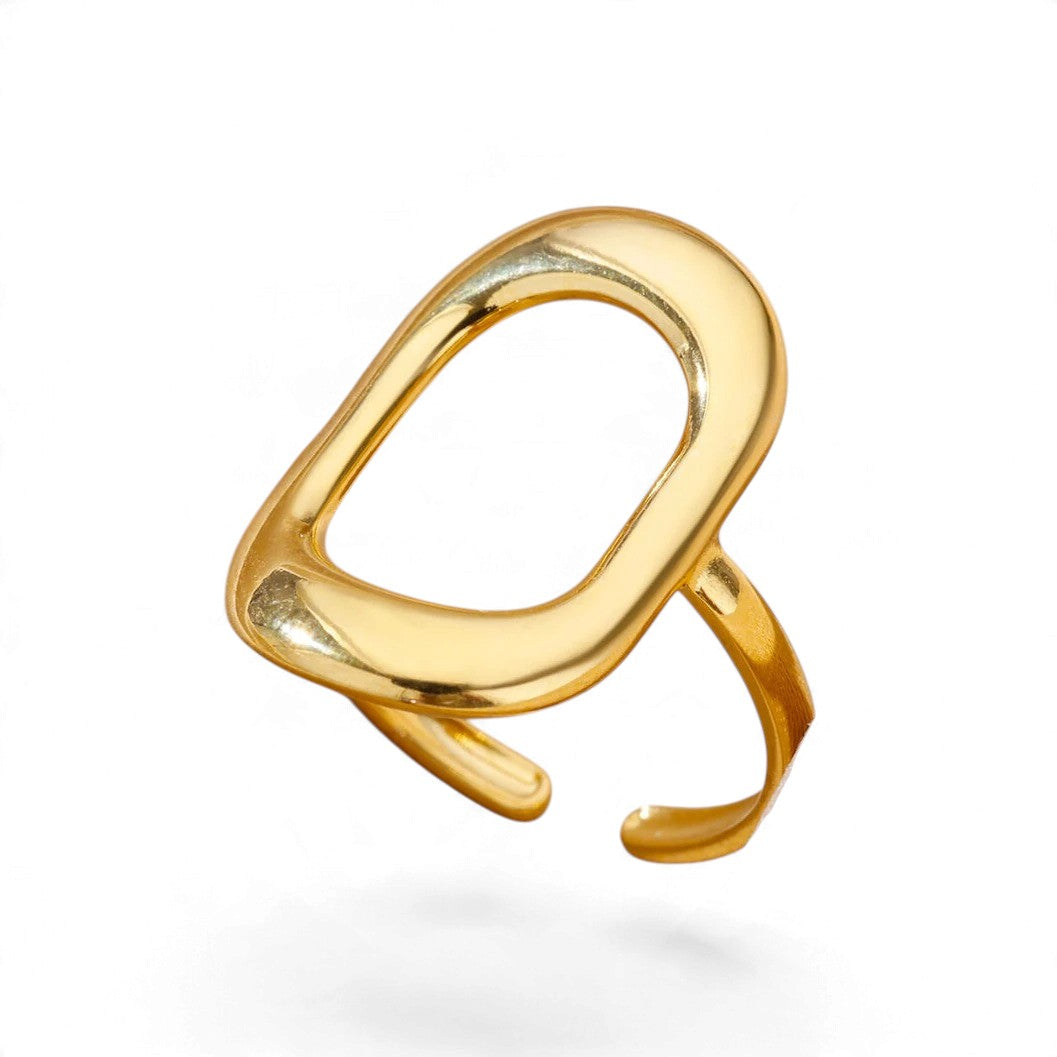Bague Géométrique Dorée – Acier Inoxydable Ajustable