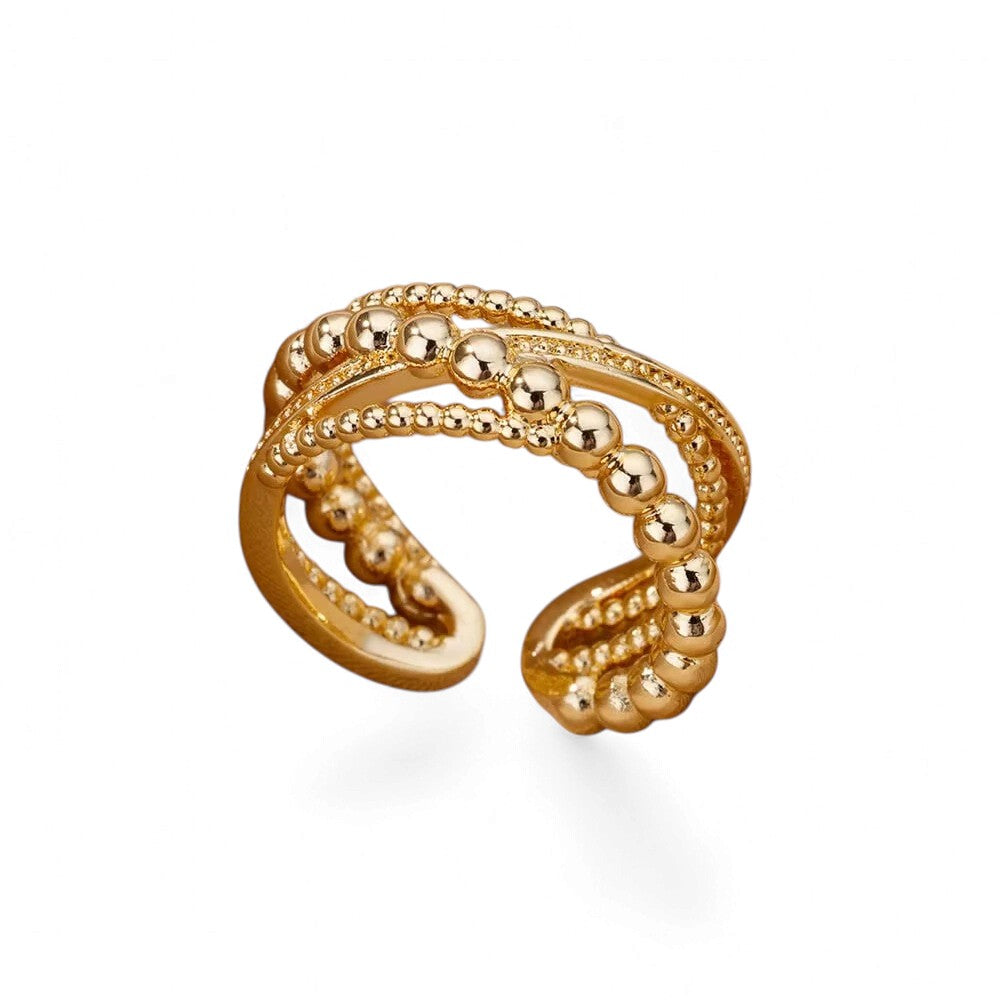 Bague Géométrique Dorée – Acier Inoxydable Ajustable
