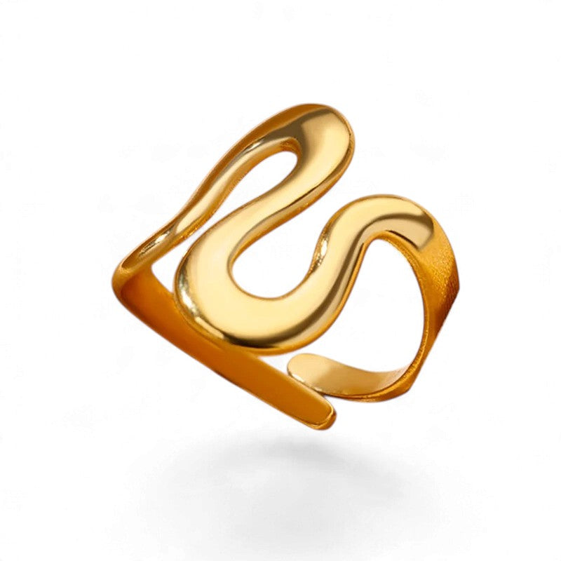 Bague Géométrique Dorée – Acier Inoxydable Ajustable