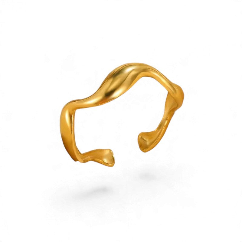 Bague Géométrique Dorée – Acier Inoxydable Ajustable