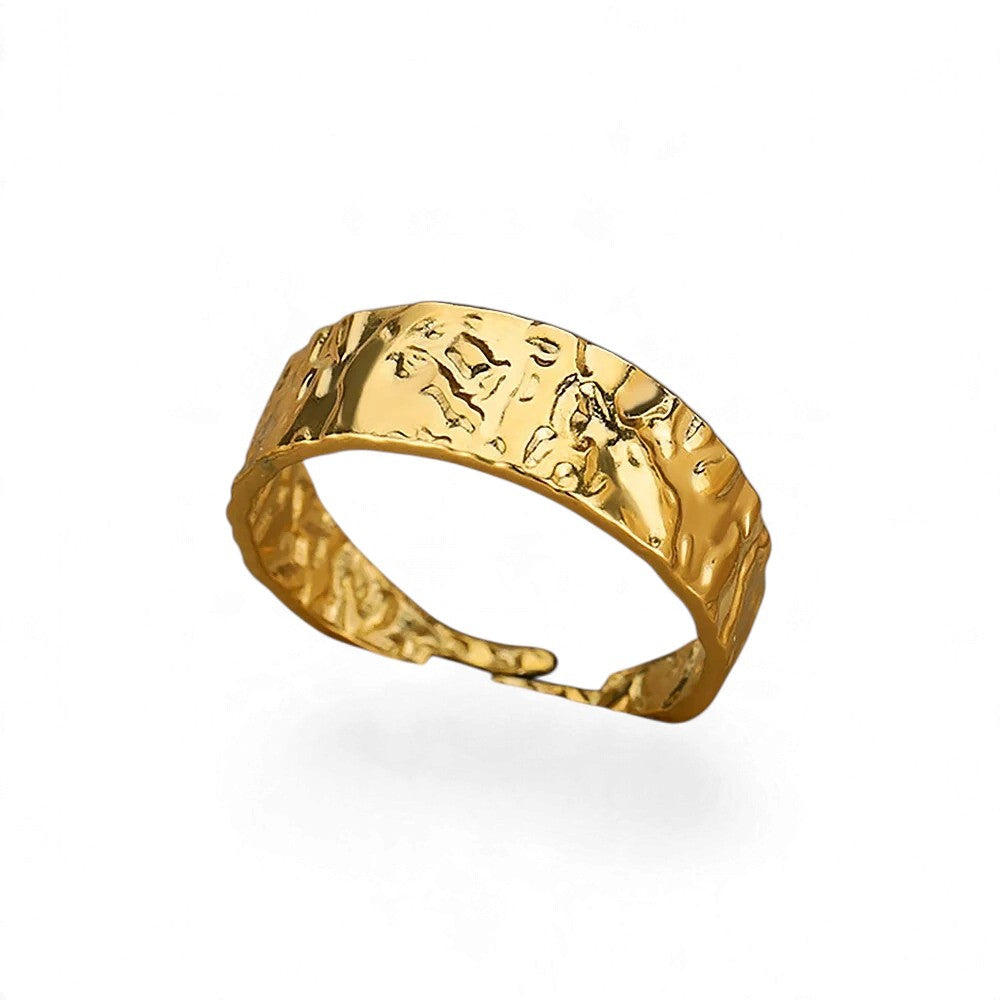 Bague Géométrique Dorée – Acier Inoxydable Ajustable